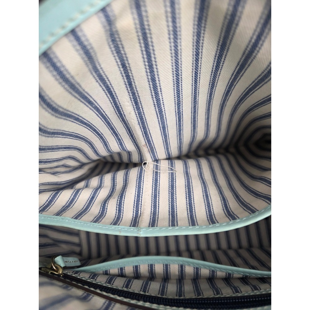 Dooney & Bourke Beacon Woven Domed Satchel Light Blue Tan Crossbody Handbag - Picture 10 of 12